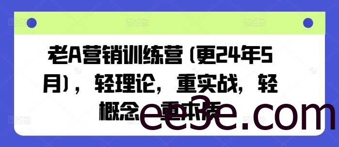 老A营销训练营(更24年10月)，轻理论，重实战，轻概念，重本质