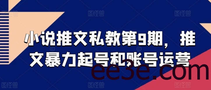小说推文私教第9期，推文暴力起号和账号运营