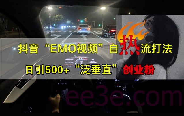 抖音EMO视频自热打法，日引500+“泛垂直”创业粉