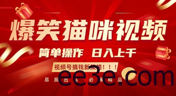 爆笑猫咪视频：简单操作，日入过K，视频号搞钱新策略【揭秘】