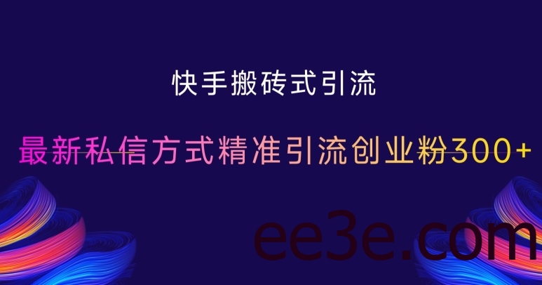 快手搬砖式引流，最新私信方式精准引流创业粉300+