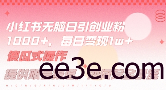 小红书无脑每日引流创业粉500+，小白每天只花半小时，躺赚长尾收益【揭秘】