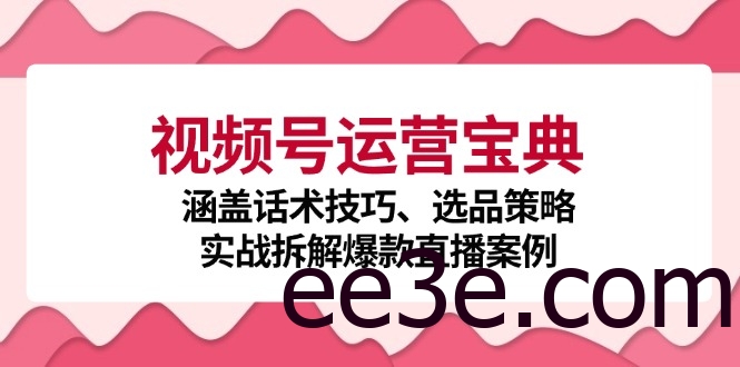 视频号运营宝典：涵盖话术技巧、选品策略、实战拆解爆款直播案例