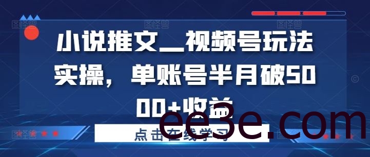 小说推文—视频号玩法实操，单账号半月破5000+收益