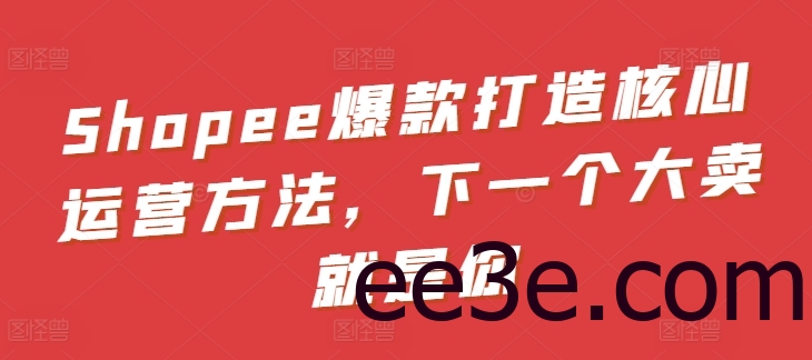 Shopee爆款打造核心运营方法，下一个大卖就是你