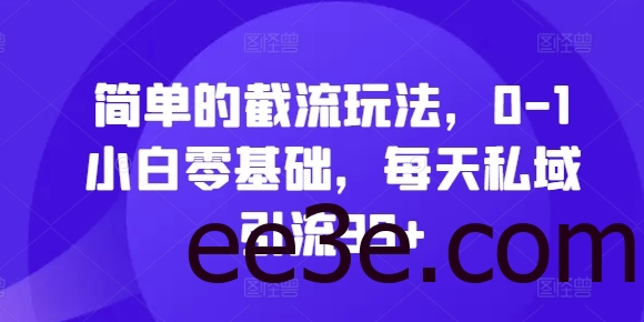 简单的截流玩法，0-1小白零基础，每天私域引流99+【揭秘】