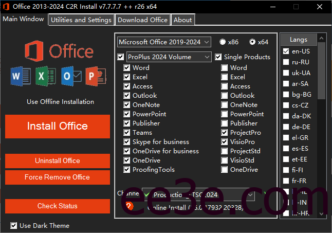 Office 2013-2024 C2R Install(Office安装程序) v7.7.7.7 r26 绿色版