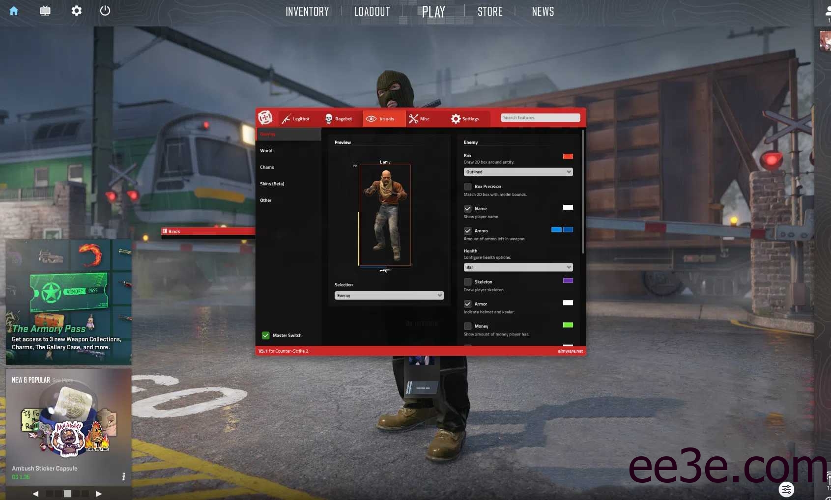 CS2·Aimware摇头演技换肤视觉参数脚本